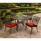 Hanover Outdoor Dining Set Hanover Traditions 5-Piece Dining Set in Red with 48 In. Cast-top Table and Four Dining Chairs | TRADDN5PC-RED
