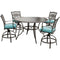 Hanover Outdoor Dining Set Hanover - Traditions 5-Piece High-Dining Set in Blue with Four Swivel Chairs and a 56 In. Cast-top Table - TRADDN5PCBR-BLU