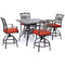 Hanover Outdoor Dining Set Hanover - Traditions 5-Piece High-Dining Set in Red with a 42 In. Square Cast-Top Table - TRADDN5PCSQBR-R