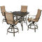 Hanover Outdoor Dining Set Hanover Traditions 5-Piece High-Dining Set in Tan with 4 Padded Swivel Counter-Height Chairs and 42-in. Cast-top Table