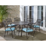 Hanover Outdoor Dining Set Hanover - Traditions 7-Piece Aluminum Frame Dining Set in Blue with Six Dining Chairs and a 60 In. Cast-top Table | TRADDN7PCRD-BLU