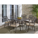 Hanover Outdoor Dining Set Hanover - Traditions 7-Piece Aluminum Frame Dining Set in Tan with Six Dining Chairs and a 60 In. Cast-top Table | TRADDN7PCRD