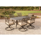 Hanover Outdoor Dining Set Hanover - Traditions 7-Piece Aluminum Frame Dining Set with Six Swivel Dining Chairs and a Large 72 x 38 in. Dining Table | TRADITIONS7PCSW-6