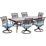 Hanover Outdoor Dining Set Hanover - Traditions 7-Piece Dining Set in Blue with Extra Large Glass-Top Dining Table - TRADDN7PCSWG-B