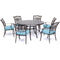 Hanover Outdoor Dining Set Hanover - Traditions 7-Piece Dining Set in Blue with Six Dining Chairs and a 60 In. Cast-top Table - TRADDN7PCRD-BLU