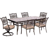 Hanover Outdoor Dining Set Hanover - Traditions 7-Piece Dining Set in Tan with Extra Large Glass-Top Dining Table - TRADDN7PCSW2G