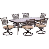 Hanover Outdoor Dining Set Hanover - Traditions 7-Piece Dining Set in Tan with Extra Large Glass-Top Dining Table - TRADDN7PCSWG
