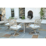 Hanover Outdoor Dining Set Hanover - Traditions 7-Piece Dining Set with 6 Swivel Rockers and 60-in. Round Cast-top Table in Sand Finish - TRADDNSD7PCSWRD6-BE