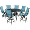 Hanover Outdoor Dining Set Hanover Traditions 7-Piece High-Dining Set in Blue with 6 Padded Swivel Counter-Height Chairs and 56-in. Cast-top Table