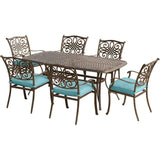 Hanover Outdoor Dining Set Hanover - Traditions 7-Piece Outdoor Dining Set in Blue - TRADITIONS7PC-BLU