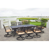 Hanover Outdoor Dining Set Hanover Traditions 9-Piece Aluminium Frame Dining Set with Eight Swivel Dining Chairs and a Large 84 x 42 in. Dining Table| Cast | TRADDN9PCSW-8