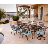 Hanover Outdoor Dining Set Hanover - Traditions 9-Piece Aluminum Frame Dining Set in Blue with Extra Large Glass-Top Dining Table | TRADDN9PCSW2G-BLU