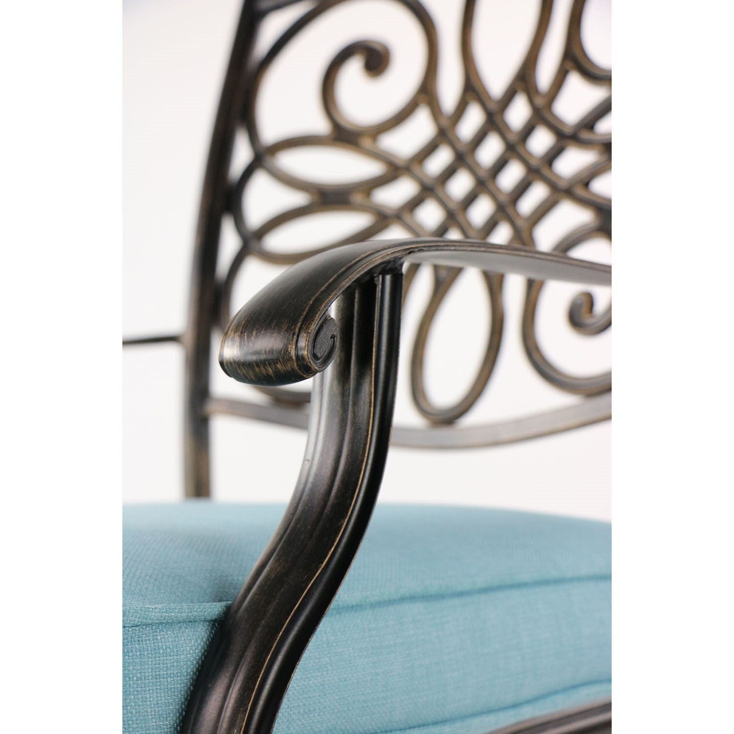 Hanover Outdoor Dining Set Hanover - Traditions 9-Piece Dining Set in Blue with 6 Dining Chairs, 2 Benches, and a 60" x 84" Cast-Top Dining Table - TRADDN9PCBN-BLU