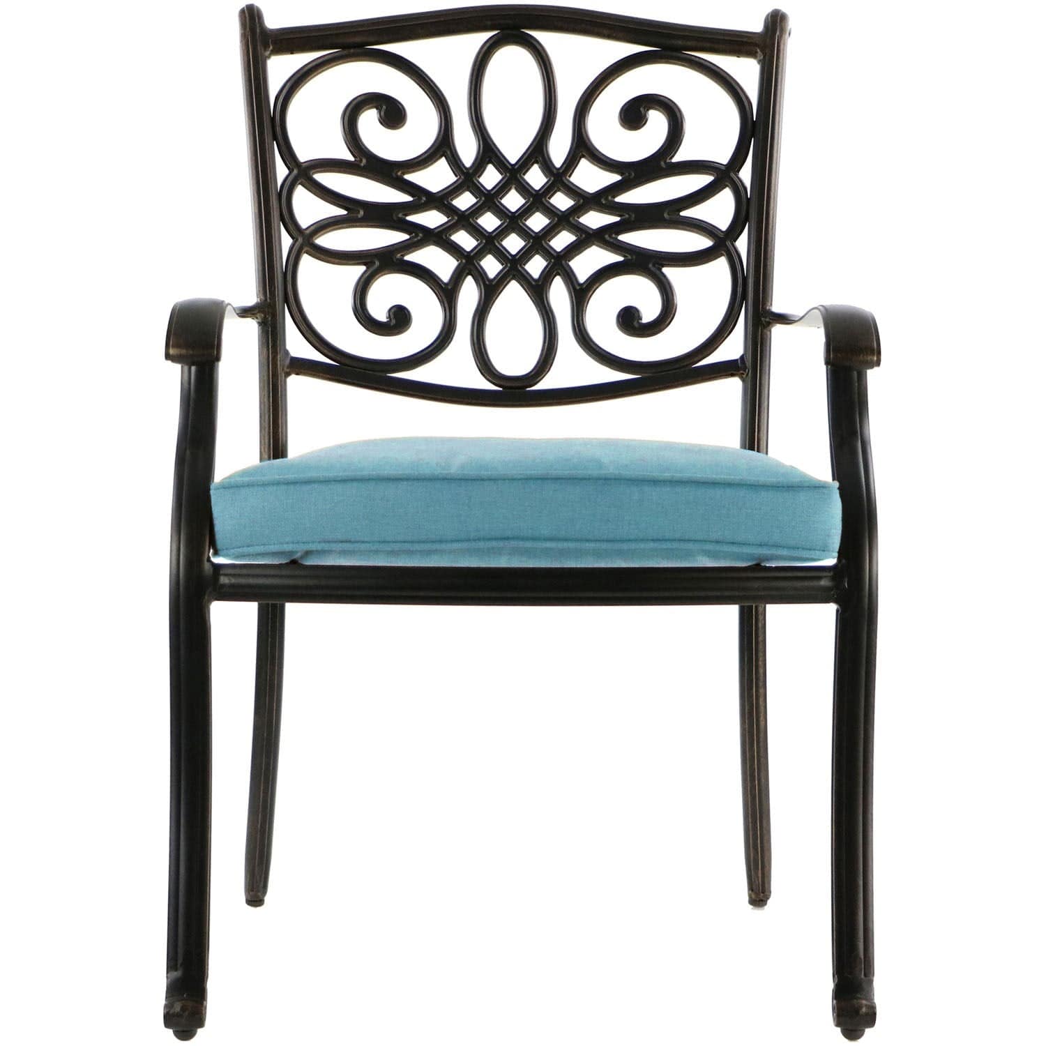 Hanover Outdoor Dining Set Hanover - Traditions 9-Piece Dining Set in Blue with 6 Dining Chairs, 2 Benches, and a 60" x 84" Cast-Top Dining Table - TRADDN9PCBN-BLU