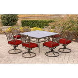 Hanover Outdoor Dining Set Hanover - Traditions 9-Piece Dining Set in Red with a 60 In. Square Glass-Top Dining Table - TRADDN9PCSWSQG-RED