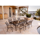 Hanover Outdoor Dining Set Hanover - Traditions 9-Piece Dining Set in Tan with Extra-Long Glass-Top Dining Table