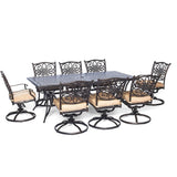 Hanover Outdoor Dining Set Hanover Traditions 9-Piece Dining Set with Eight Swivel Dining Chairs and a Large 84 x 42 in. Dining Table, TRADDN9PCSW-8