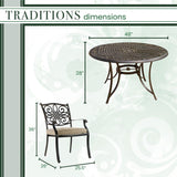 Hanover Outdoor Dining Set Hanover - Traditions5pc: 4 Dining Chairs, 48" Round Cast Table - TRADITIONS5PC