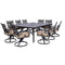 Hanover Outdoor Dining Set Montclair11pc: 10 Swivel Rockers, 60"x84" Rectangle Dining Table Aluminium Frame | MCLRDN11PCSW10-TAN