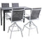 Hanover Outdoor Dining Set Naples 5-Piece Outdoor High-Dining Set with 4 Swivel Bar Chairs and a Glass-Top Bar Table, White/Gray