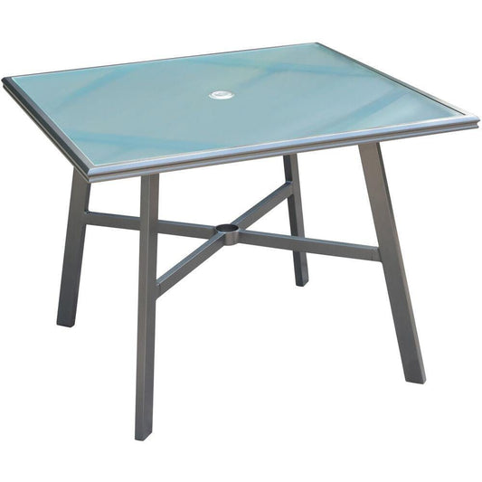 Hanover Outdoor Dining Table Hanover - Commercial Aluminum 38" Square Glass Top Table