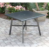 Hanover Outdoor Dining Table Hanover - Commercial Aluminum 38" Square Slat Top Table - Gunmetal - HANCMDNTBL-38SL