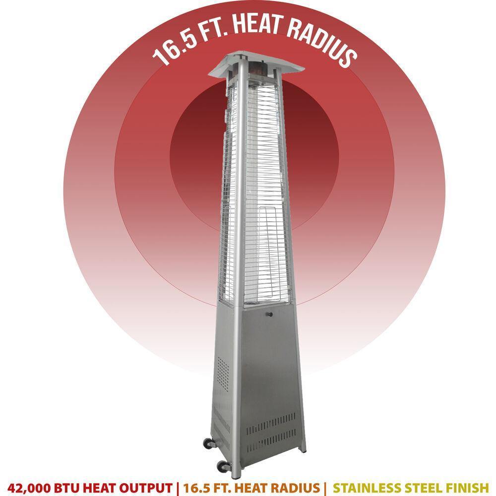 Hanover Patio Heater Hanover 7.5-Ft. 42,000 BTU Triangle Propane Patio Heater in Stainless Steel, HAN104SS