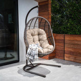 Hanover Swing Chairs Isla Brown Wicker Hanging Egg Chair with Cushion