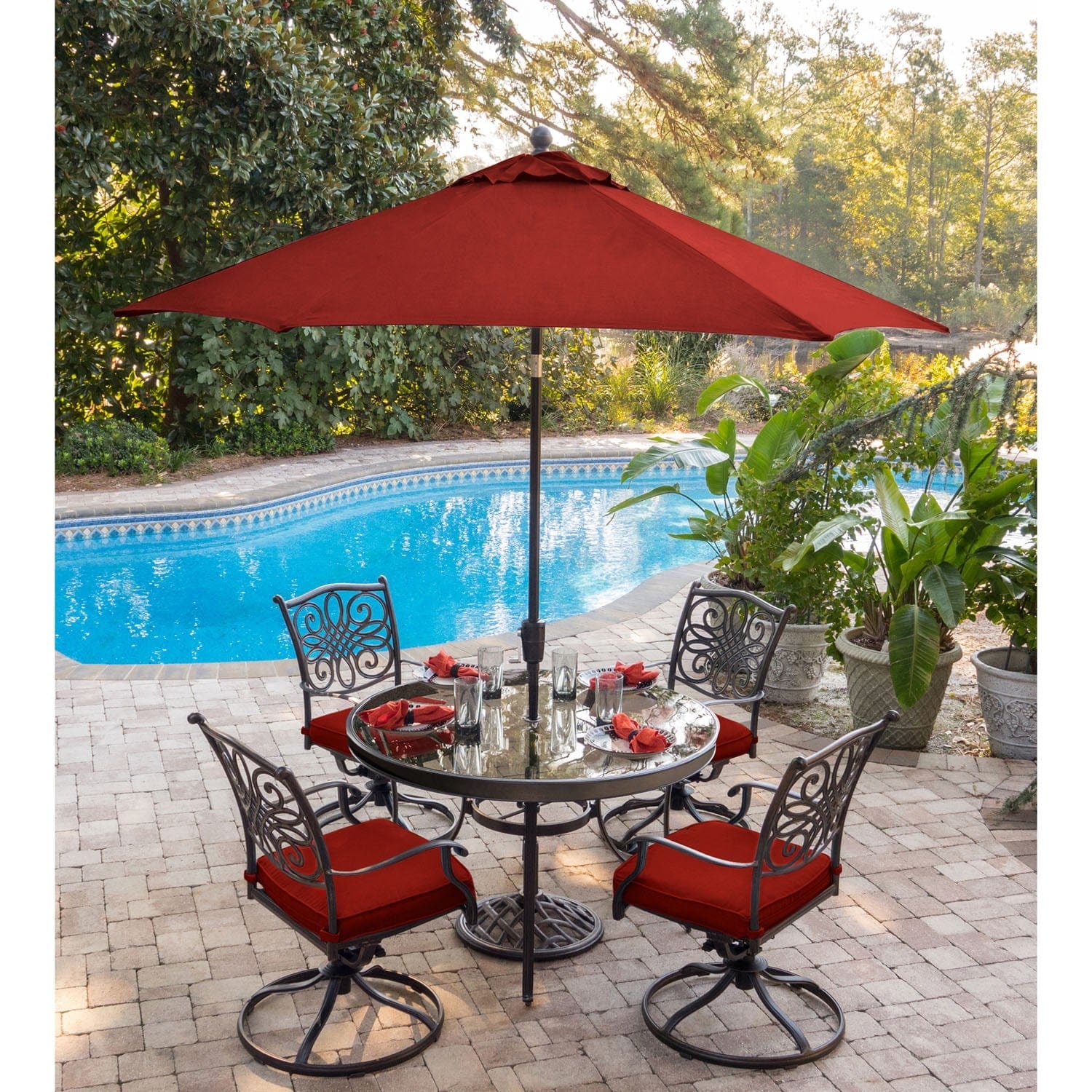 Hanover Table Umbrellas Hanover Traditions 9 Ft. Table Umbrella in Red | TRADUMBRED