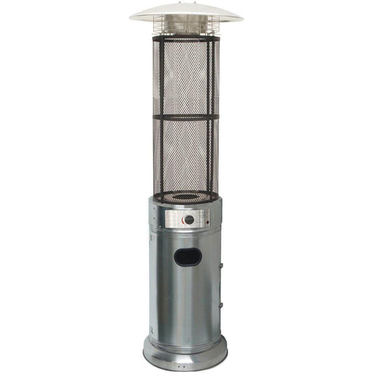 Hanover Tower Patio Heater Hanover 6 Ft. 34,000 BTU Cylinder Patio Heater with Glass Flame Display in Stainless Steel, HAN030SSCL
