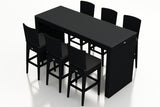 Harmonia Living Barstool and Table Sets Canvas Charcoal Harmonia Living - Urbana 7 Piece Bar Set | 1 Rectangular Bar Table | 6 Bar Chairs |  6 Chair Cushions  | HL-URBN-CB-7BS