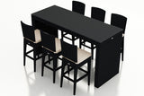 Harmonia Living Barstool and Table Sets Canvas Flax Harmonia Living - Urbana 7 Piece Bar Set | 1 Rectangular Bar Table | 6 Bar Chairs |  6 Chair Cushions  | HL-URBN-CB-7BS