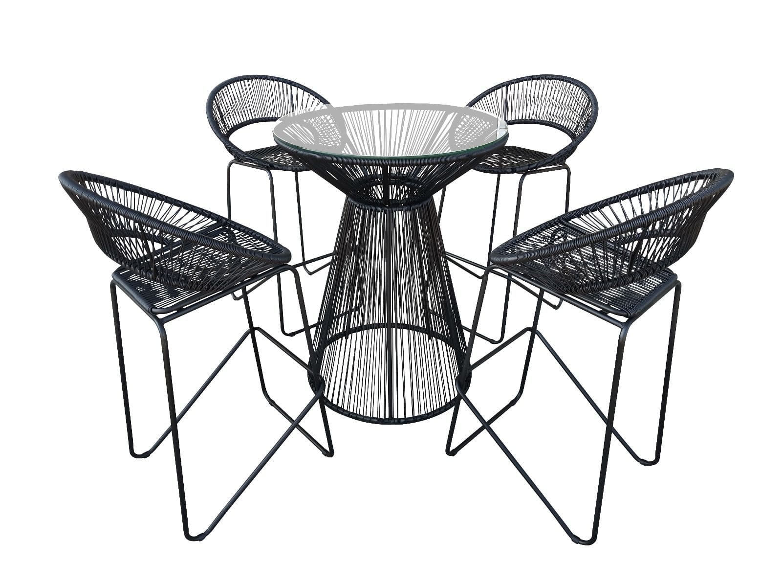 Harmonia Living Barstool and Table Sets Jet Black Harmonia Living - Acapulco 5 Piece Bar Set - Table and Four Bar Chairs | HL-ACA-5BCS