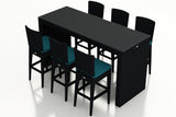 Harmonia Living Barstool and Table Sets Spectrum Peacock Harmonia Living - Urbana 7 Piece Bar Set | 1 Rectangular Bar Table | 6 Bar Chairs |  6 Chair Cushions  | HL-URBN-CB-7BS
