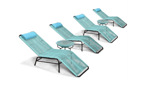 Harmonia Living Chaise Lounge Harmonia Living - Acapulco 6 Piece Chaise Lounge Set - Table and Four Chaise Lounges | HL-ACA-6CLS