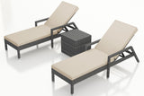 Harmonia Living Chaise Lounge Harmonia Living - District 5 Piece Reclining Chaise Lounge Set | 2  Chaise Lounges | 2 Lounge Cushions | 1  End Table | HL-DIS-TS-3RCLS