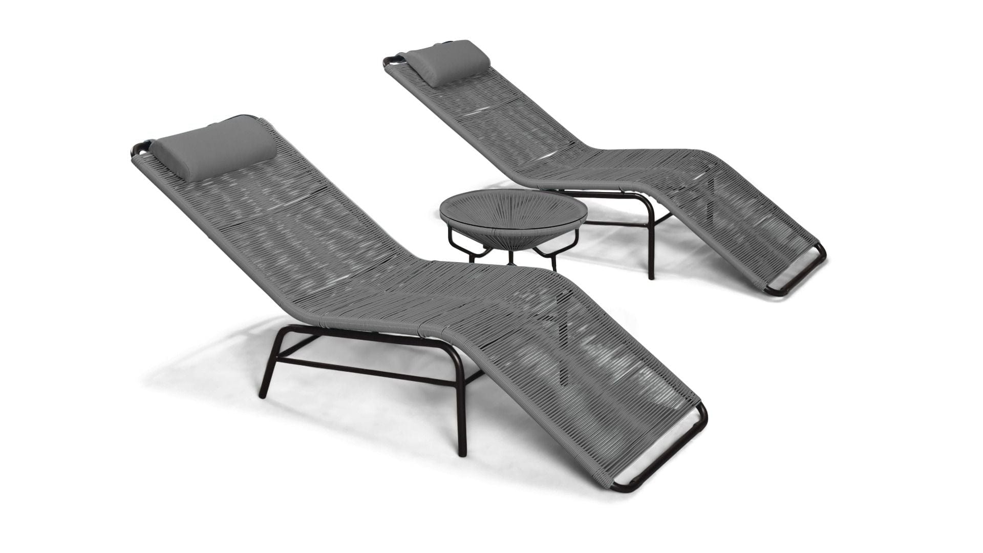 Harmonia Living Chaise Lounge Space Gray Harmonia Living - Acapulco 3 Piece Chaise Lounge Set - Table and Two Chaise Lounges | HL-ACA-3CLS