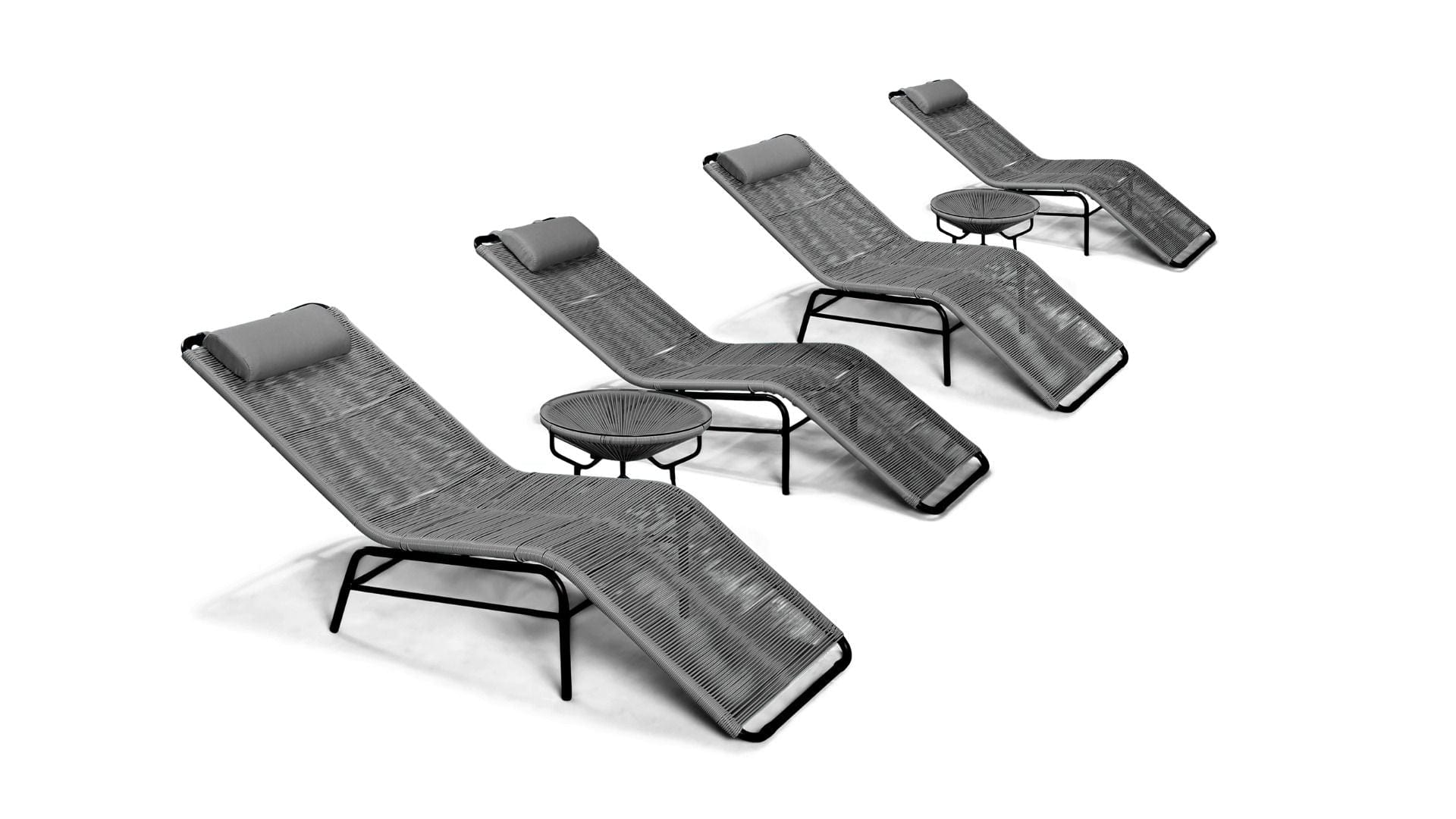 Harmonia Living Chaise Lounge Space Gray Harmonia Living - Acapulco 6 Piece Chaise Lounge Set - Two Table and Four Chaise Lounges | HL-ACA-6CLS
