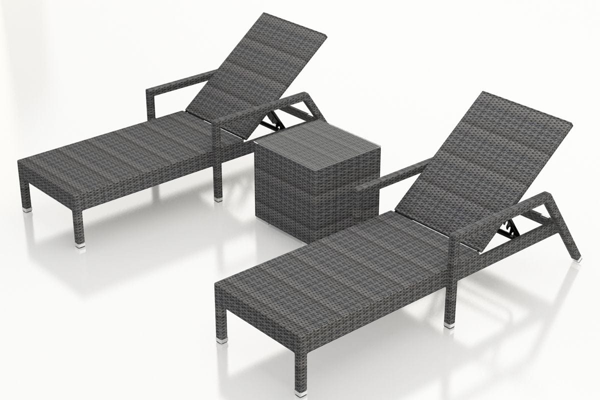 Harmonia Living Chaise Lounge Textured Slate Harmonia Living - District 3 Piece Reclining Chaise Lounge Set
