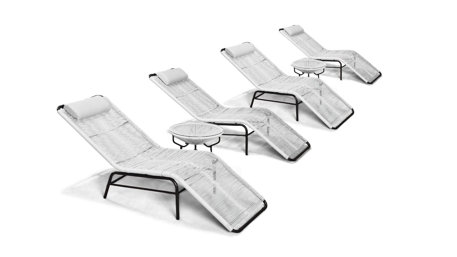 Harmonia Living Chaise Lounge White Lightning Harmonia Living - Acapulco 6 Piece Chaise Lounge Set - Two Table and Four Chaise Lounges | HL-ACA-6CLS