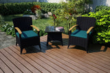 Harmonia Living Conversation Set Harmonia Living - Arbor 3 Piece Chat Set | 2 Wicker and Teak Chairs with 1 Side Table | HL-AR-CB-3CS