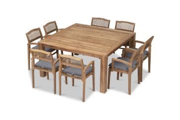 Harmonia Living Outdoor Dining Set Canvas Charcoal Harmonia Living - Sands 9 Piece Arm Square Dining Set
