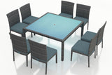 Harmonia Living Outdoor Dining Set Cast Lagoon Harmonia Living - District 9 Piece Square Dining Set- Table and Eight Dining Chairs | HL-DIS-TS-9SDS