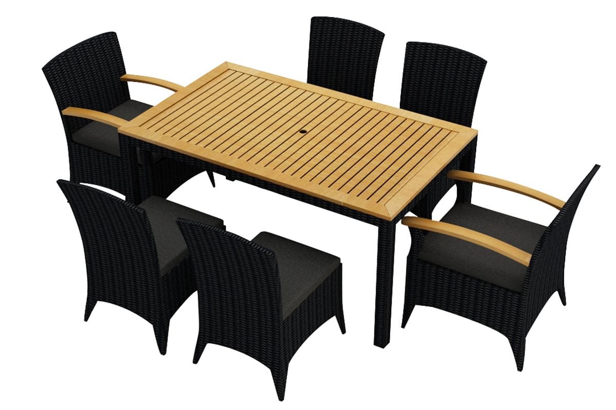Harmonia Living Outdoor Dining Set Harmonia Living - Arbor 7 Piece Dining Set | 6 Wicker Chairs | 59"W x 35.75"D Dining Table | HL-AR-CB-7DS