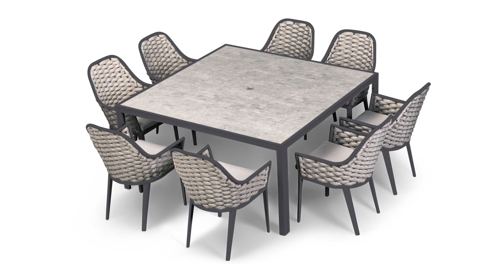 Harmonia Living Outdoor Dining Set Harmonia Living - Parlor 9 Piece Square Dining Set -Table and Eight Dining Arm Chairs | HL-PAR-BK-9SDS