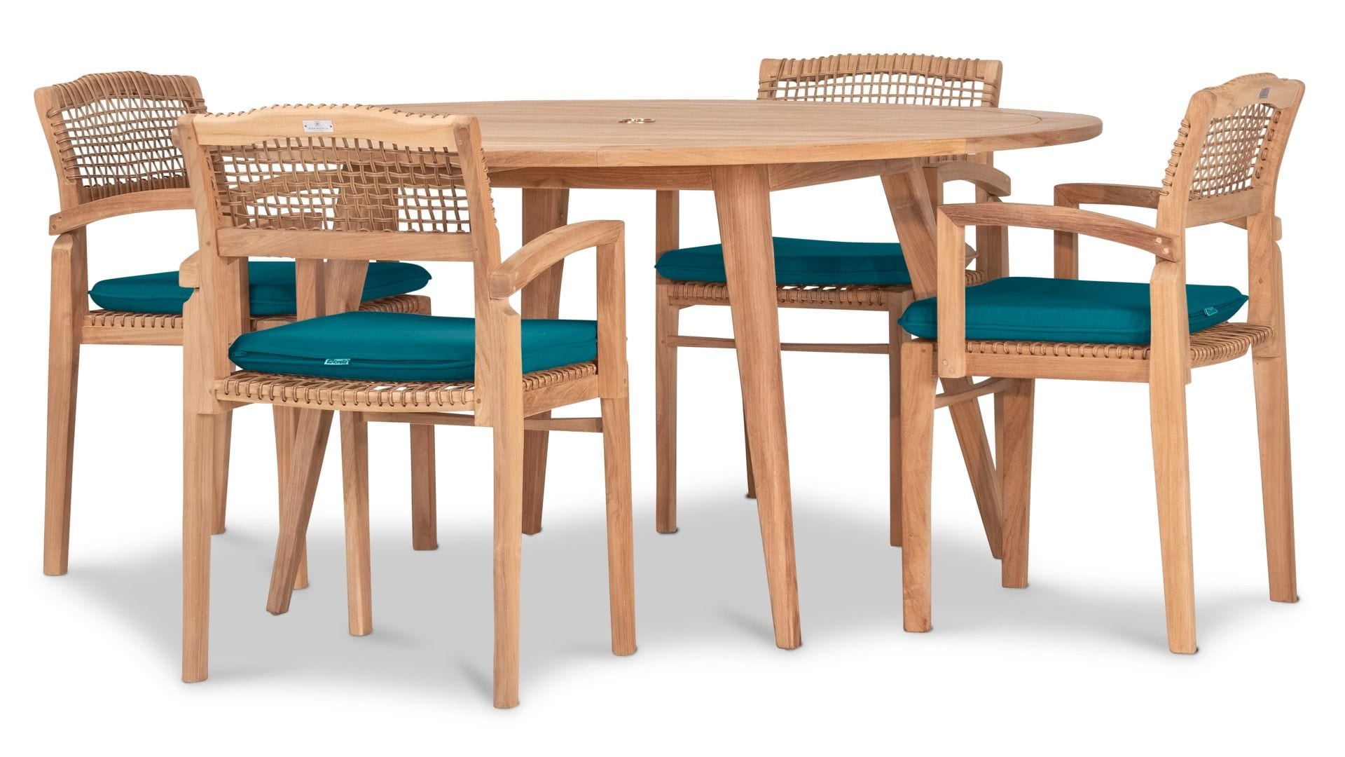 Harmonia Living Outdoor Dining Set Harmonia Living - Sands 5 Piece Arm Round Dining Set- Table and Four Arm Dining Chairs | HL-SNDS-SD-5ARDS