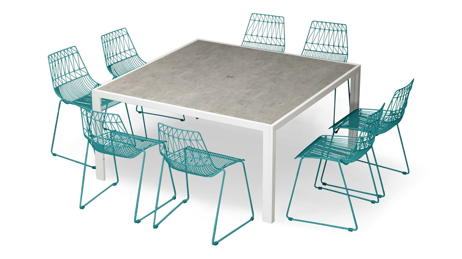 Harmonia Living Outdoor Dining Set Matte Teal Harmonia Living - Ace 9 Piece Square Dining Set - Table and Eight Dining Set | HL-ACE-9SDS-STAWT