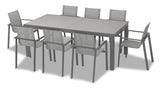 Harmonia Living Outdoor Dining Set Slate/Concrete Harmonia Living - Lift 9 Piece Extendable Dining Set - Black/Black/Concrete
