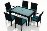 Harmonia Living Outdoor Dining Set Spectrum Peacock Harmonia Living - Urbana 7 Piece Dining Set | 1 Rectangular Dining Table  | 2 Dining Arm Chairs | 4 Dining Side Chairs | 6 Dining Chair Cushions | HL-URBN-CB-7DS