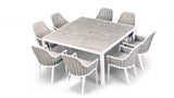 Harmonia Living Outdoor Dining Set White Harmonia Living - Parlor 9 Piece Square Dining Set -Table and Eight Dining Arm Chairs | HL-PAR-BK-9SDS